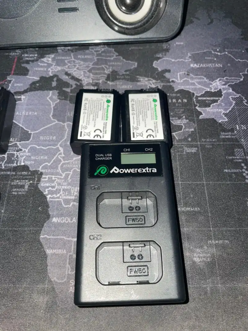 POWEREXTRA Sony NP-FW50 2 Pack Dual LCD Charger Kit For Baterai sony