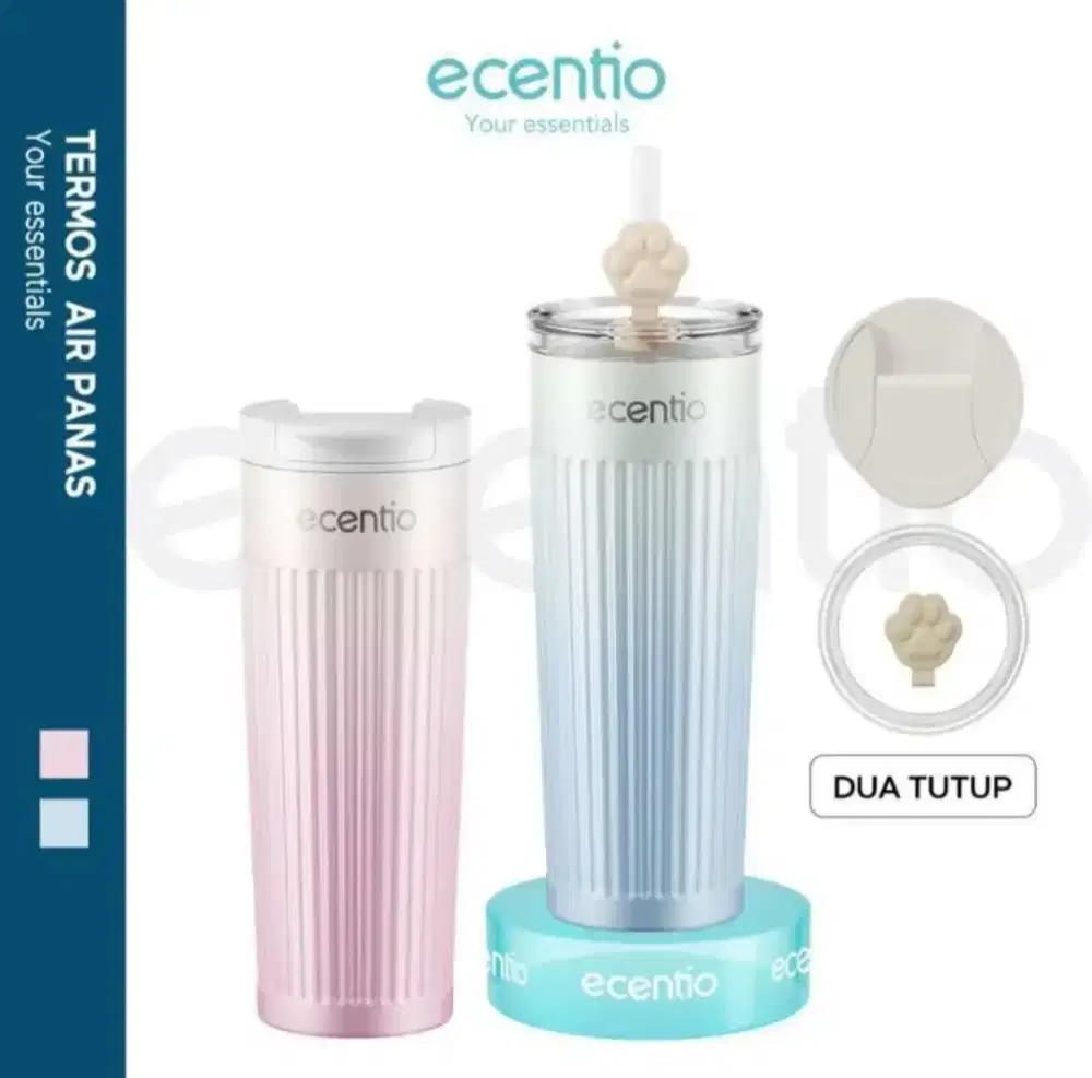 Ecentio Tumbler Botol Minum aesthetic Stainless Steel kap 500ml