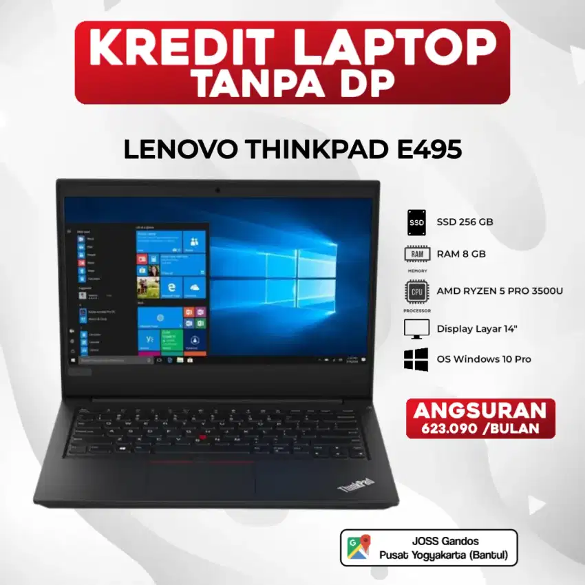 BISA KREDIT LAPTOP MAHASISWA LENOVO THINKPAD E495 RYZEN 5 PRO TANPA DP