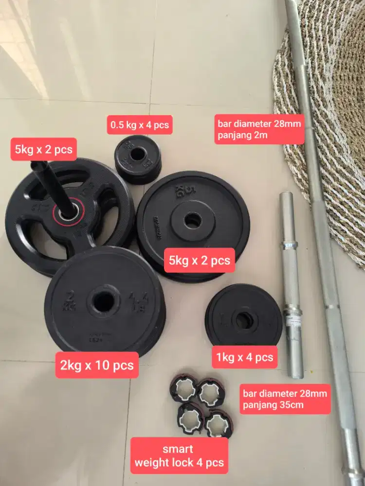 Barbel/dumbell set - angkat beban decathlon set
