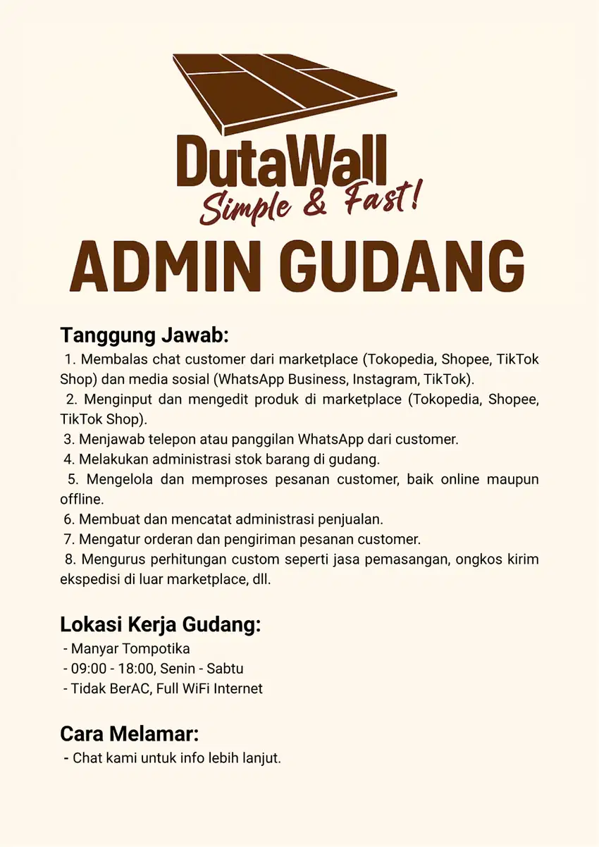 Admin Gudang Duta Wall