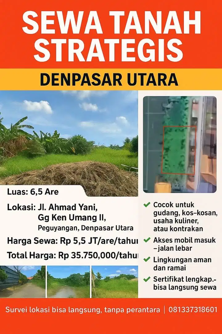 SEWA TANAH STRATEGIS – DENPASAR UTARA