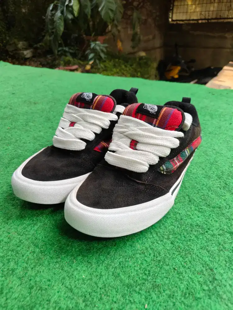 Sepatu Cowok/Cewek Vans Knu-Skool Rave Plaid Black ORIGINAL ( RARE )
