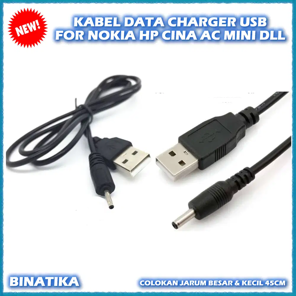 KABEL DATA CHARGER USB FOR NOKIA DLL COLOKAN JARUM BESAR DAN KECIL
