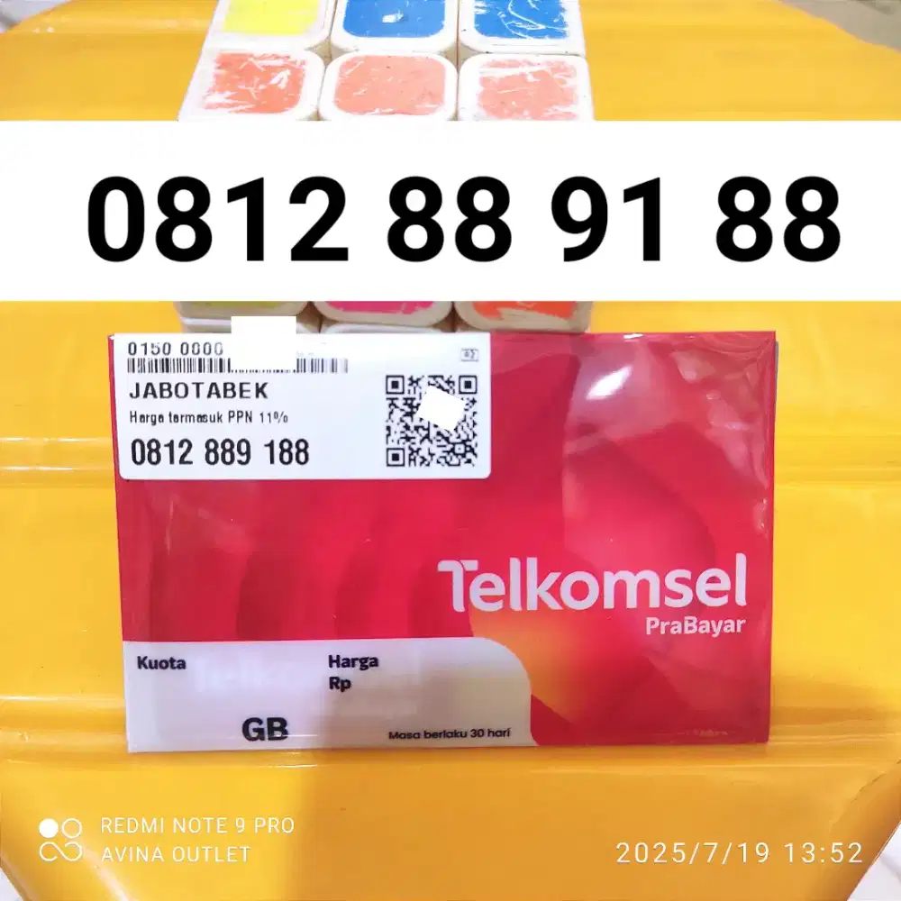 88-91-88 Kartu Perdana Telkomsel Prabayar SIMPATI 10 Digit Angka