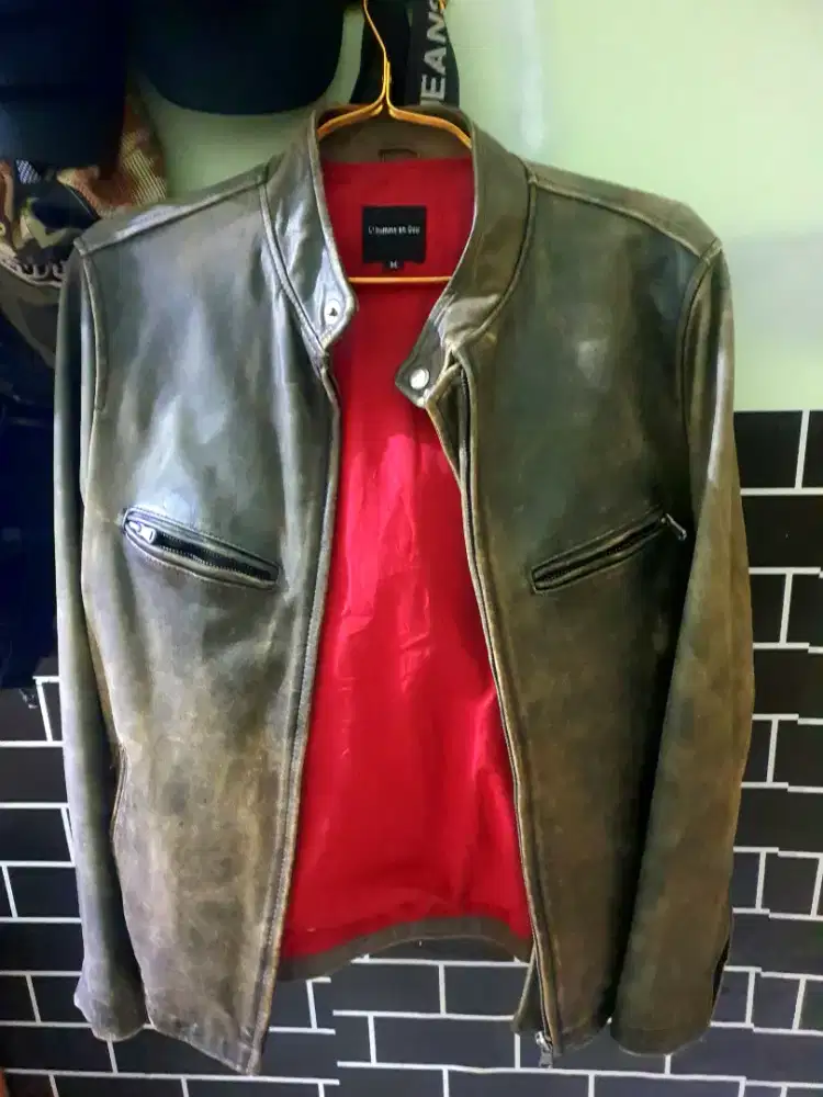 Limited leather jacket bikers brown gold