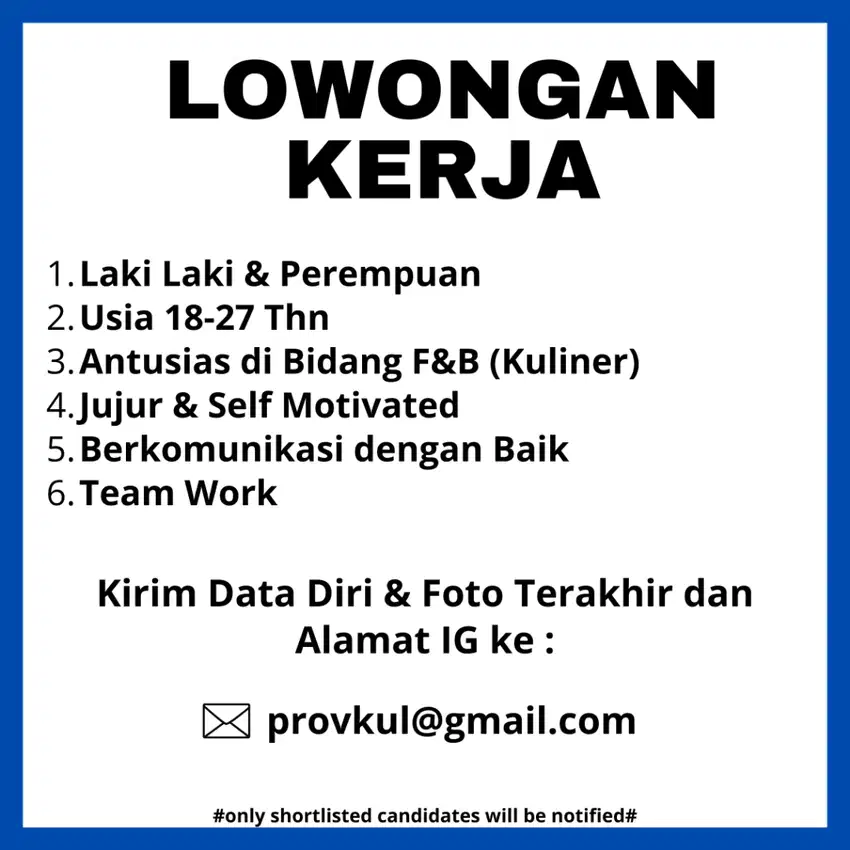 Dibutuhkan beberapa staff Kafe dI Depok