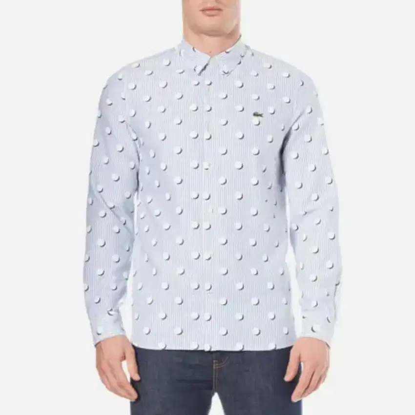 Kemeja long Sleeve Oxford LACOSTE LIVE AOP printed Size M