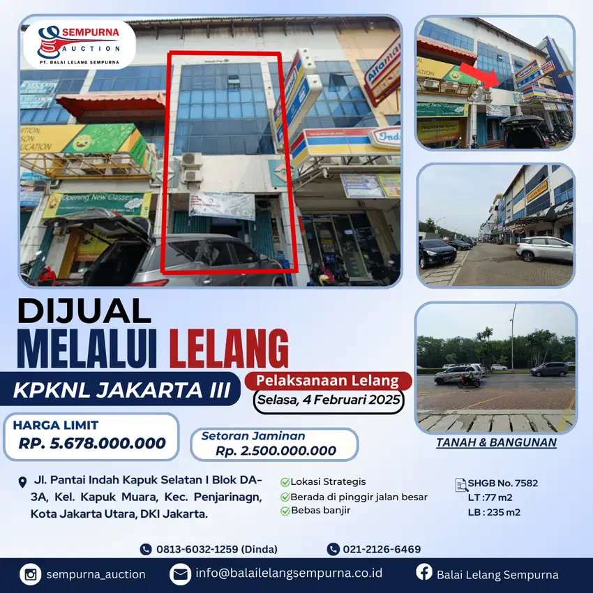 Di Jual Melalui Lelang Ruko Di PIK Jakarta Utara
