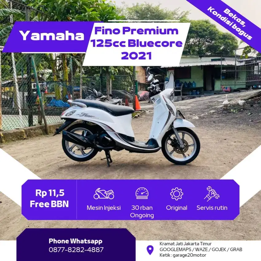 Yamaha Fino Premium 125cc Bluecore Free Balik nama Tahun 2021 Pajak On