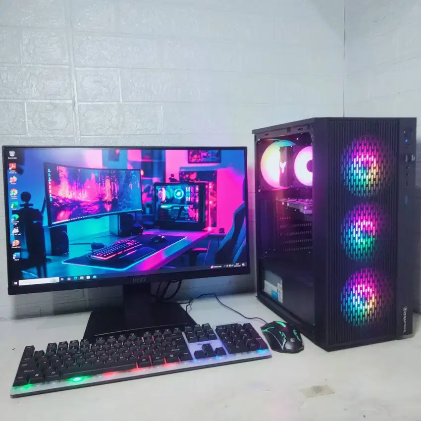PC set i5 Gen6 RAM 16 DDR4 SSD 256 VGA 4GB LED 22 Key Mouse RGB Murah