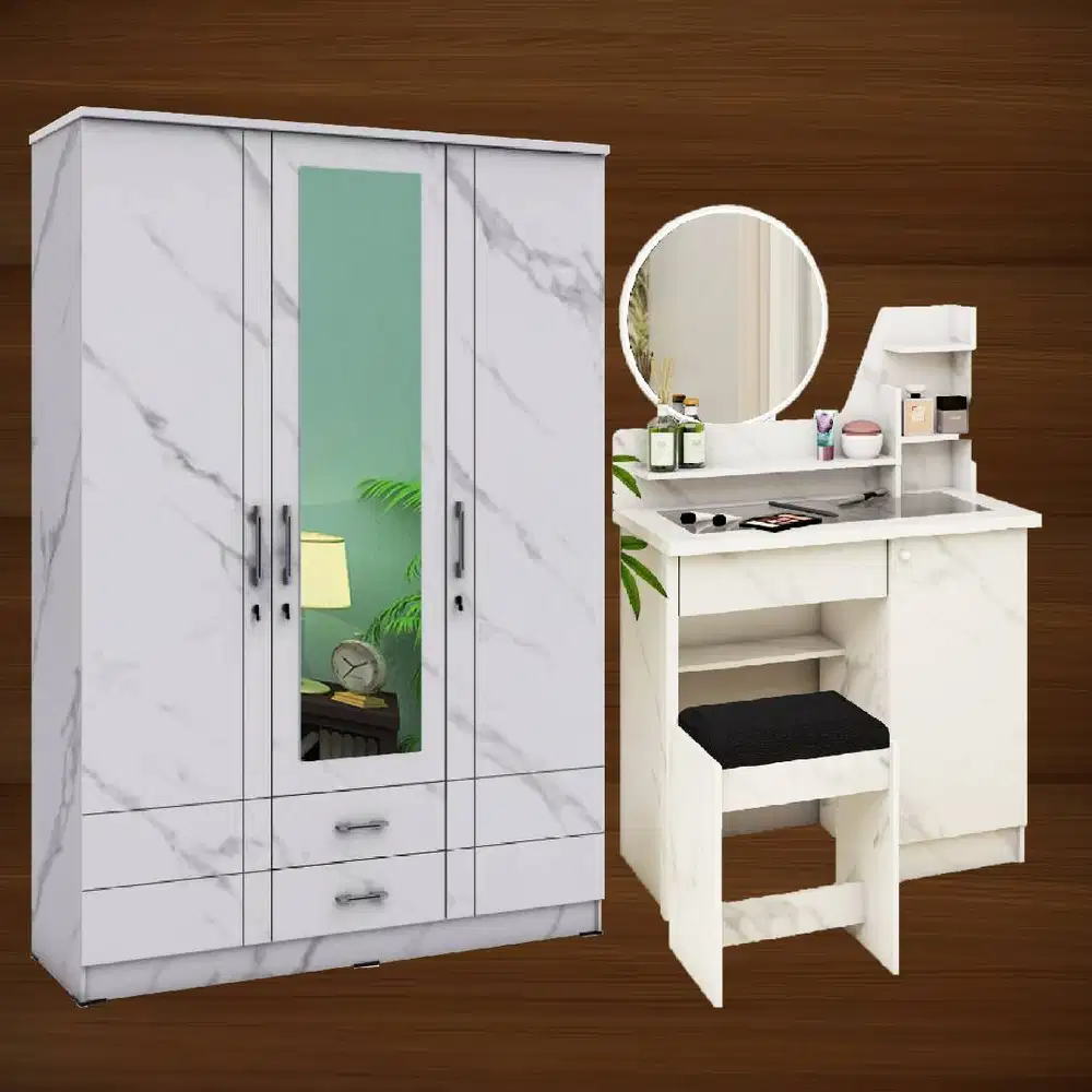 Lemari Pakaian dan Meja Rias (Ada Lampu Cerminnya)