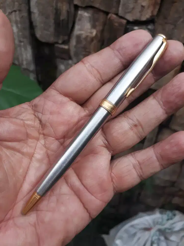 Antik ballpoint putar parker sonnet france warna silver gold orisinil