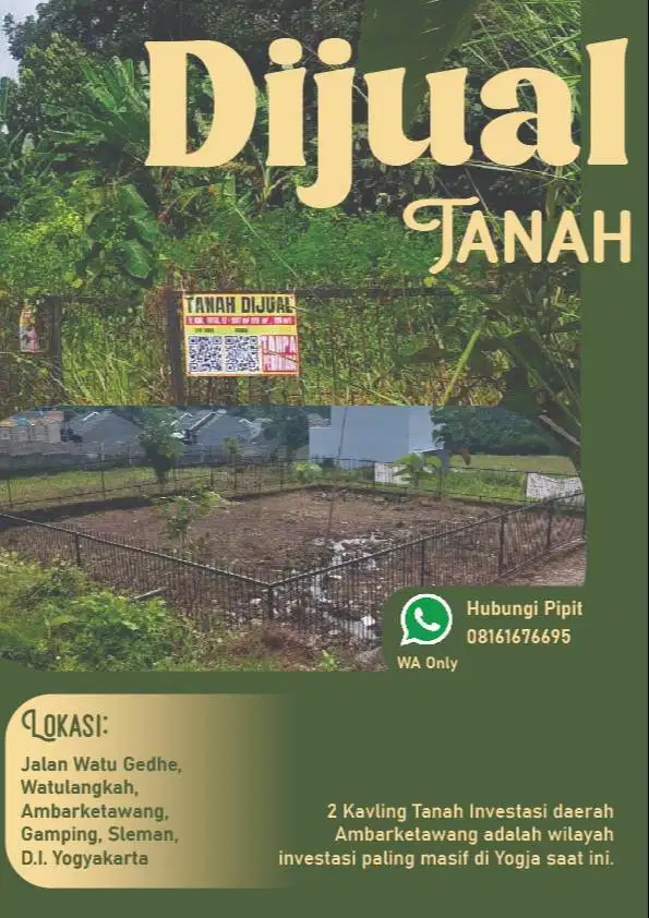 Tanah SHM Tanah Pekarangan Siap Bangun 2 Kavling Pecah Sertifikat