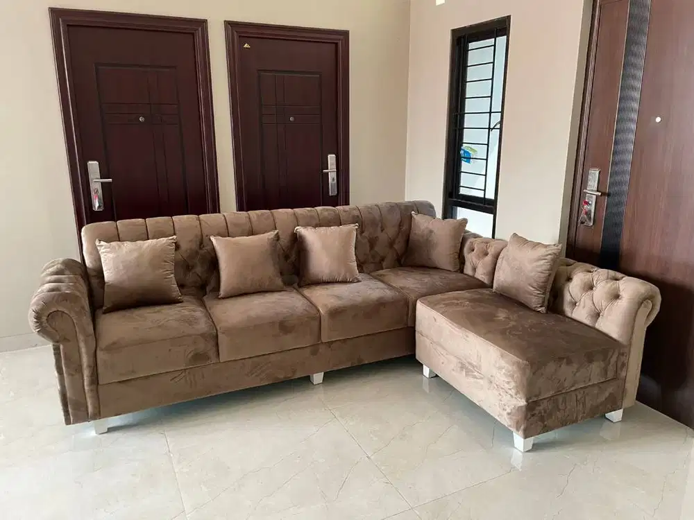 sofa L Putus Semi Chesterfield 4 dudukan