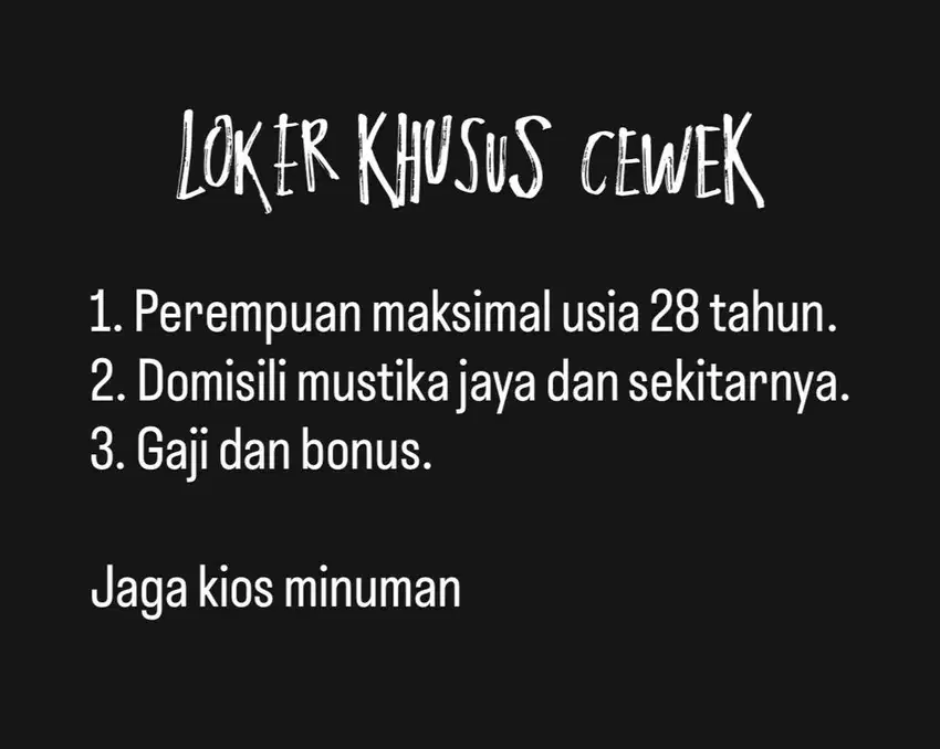 DICARI KARYAWAN JAGA KIOS MINUMAN
