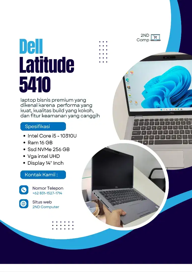 Laptop Dell latitude 5410 ,Intel Core i5-10310U,Ram 16 gb,Ssd 256 gb