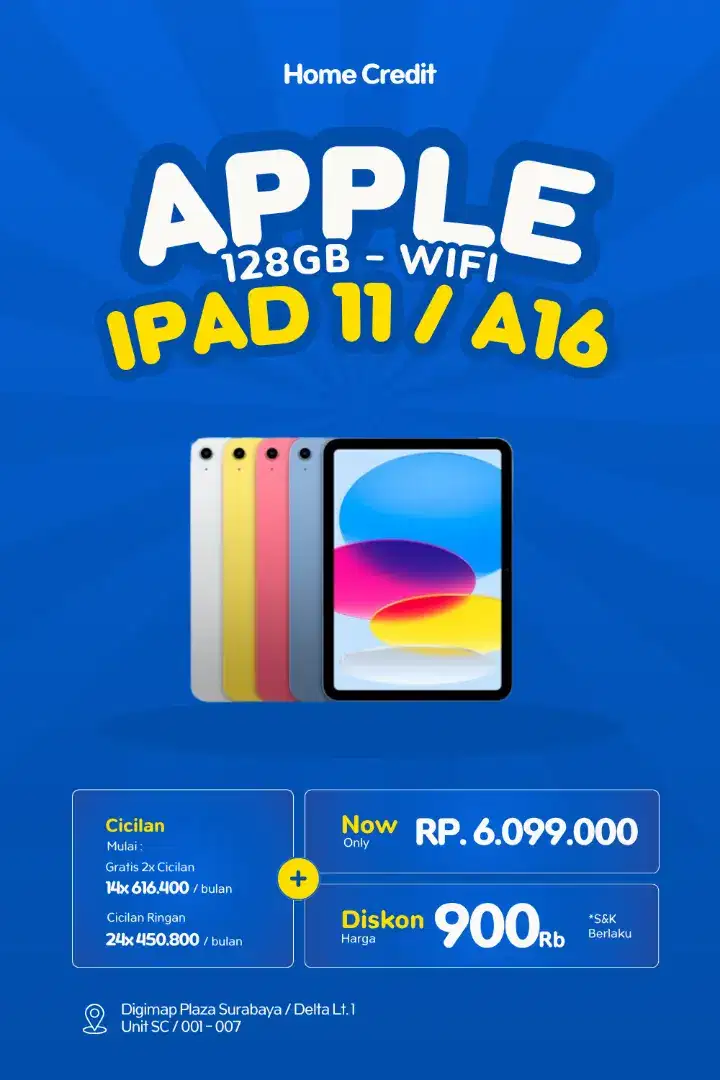 IPAD GEN 11 A16 WIFI 128GB DISKON 900RB