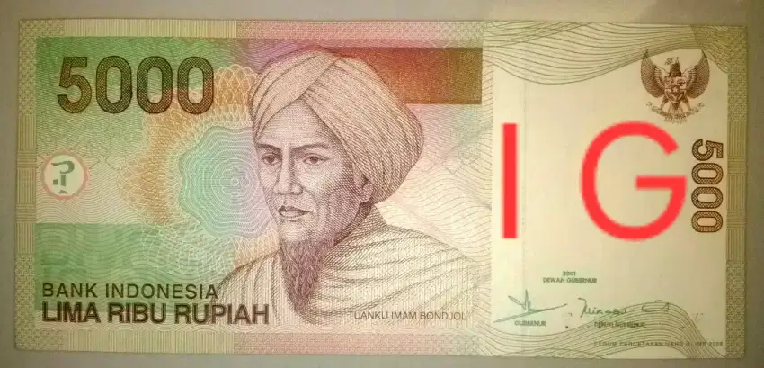 Uang Kertas Rp. 5.000, tahun 2001