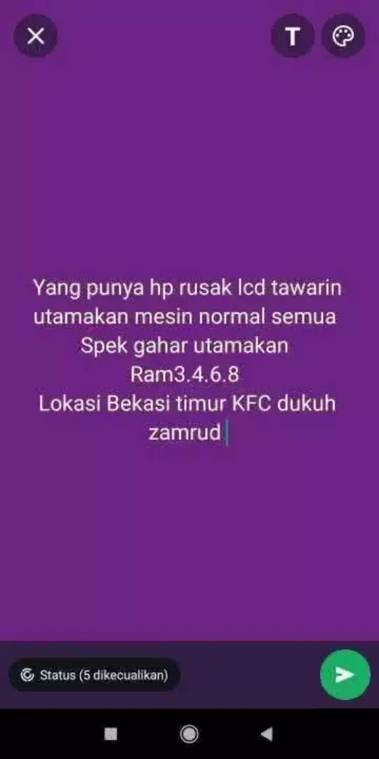 Cari hp rusak lcd layar ancur 
Gara² kebanting dll yang mau jual masuk
