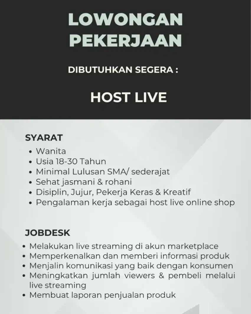 Lowongan Host Live