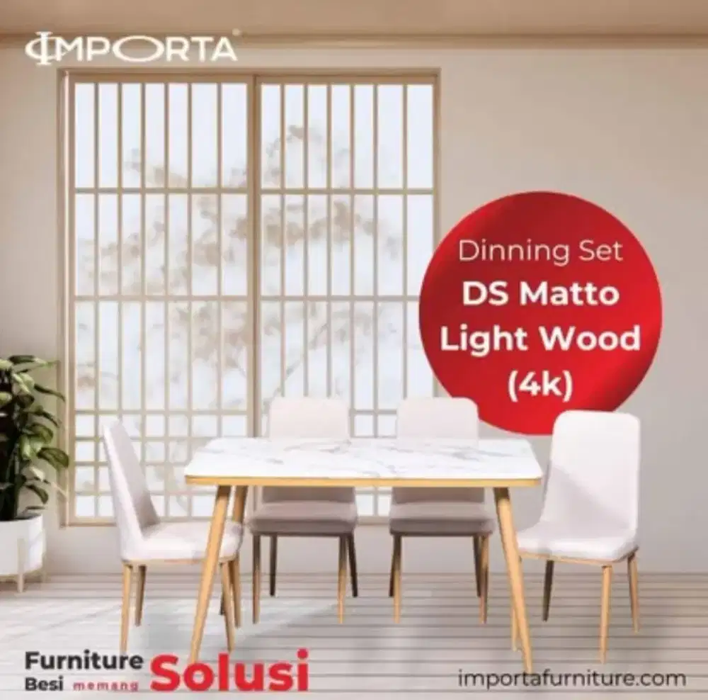Meja Makan Marmer Importa DS Matto Light Wood