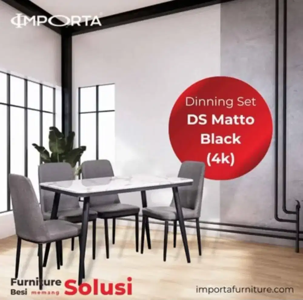 Meja Makan Marmer Importa DS Matto Black