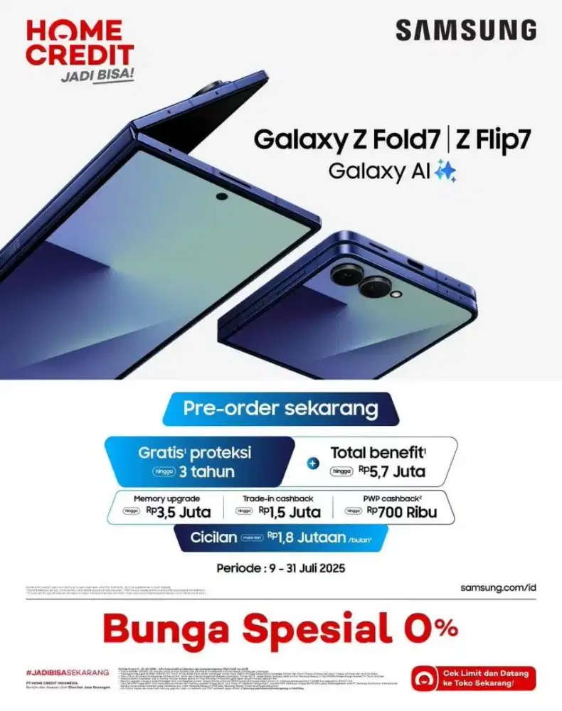 CASH/KREDIT PO SAMSUNG ZFOLD 7 UPGRADE MEMORI HOMECREDIT BUNGA 0%
