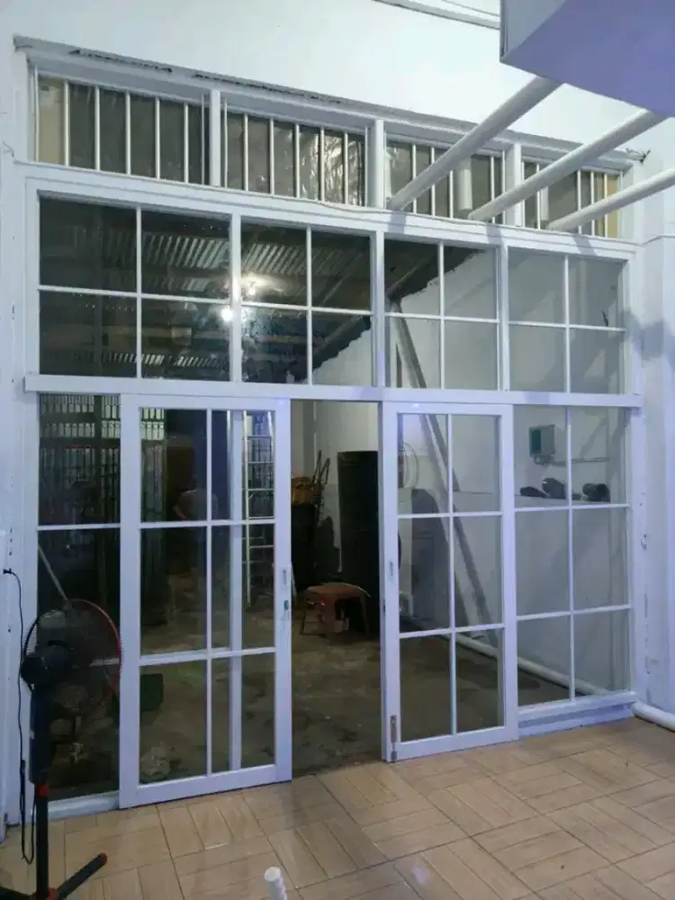 Kusen + pintu kaca mati 1 set Alumunium