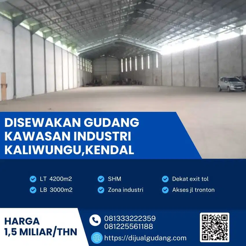Disewakan gudang lokasi Kaliwungu Kendal 4200m aset terbaik solo raya