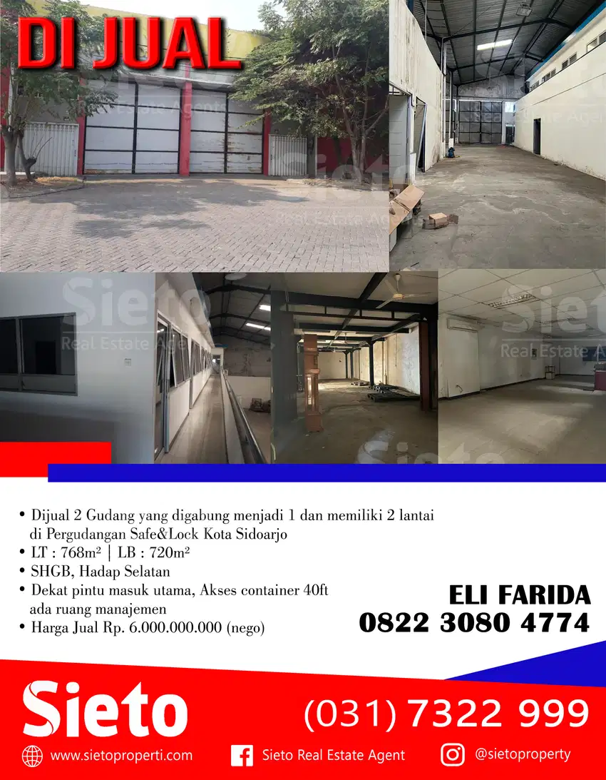 Dijual 2 Gudang yang digabung menjadi 1 di Gudang Safe&lock