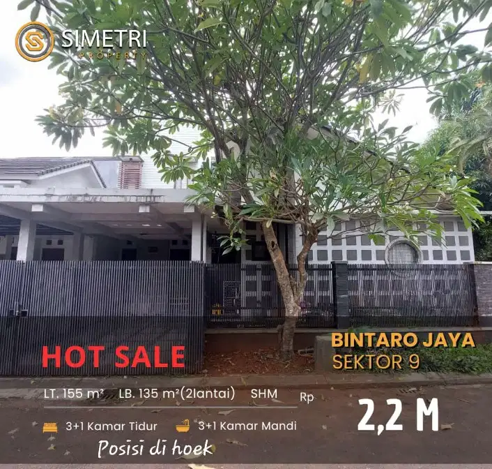 Dijual rumah bagus posisi hoek sektor 9 Bintaro Jaya tangsel