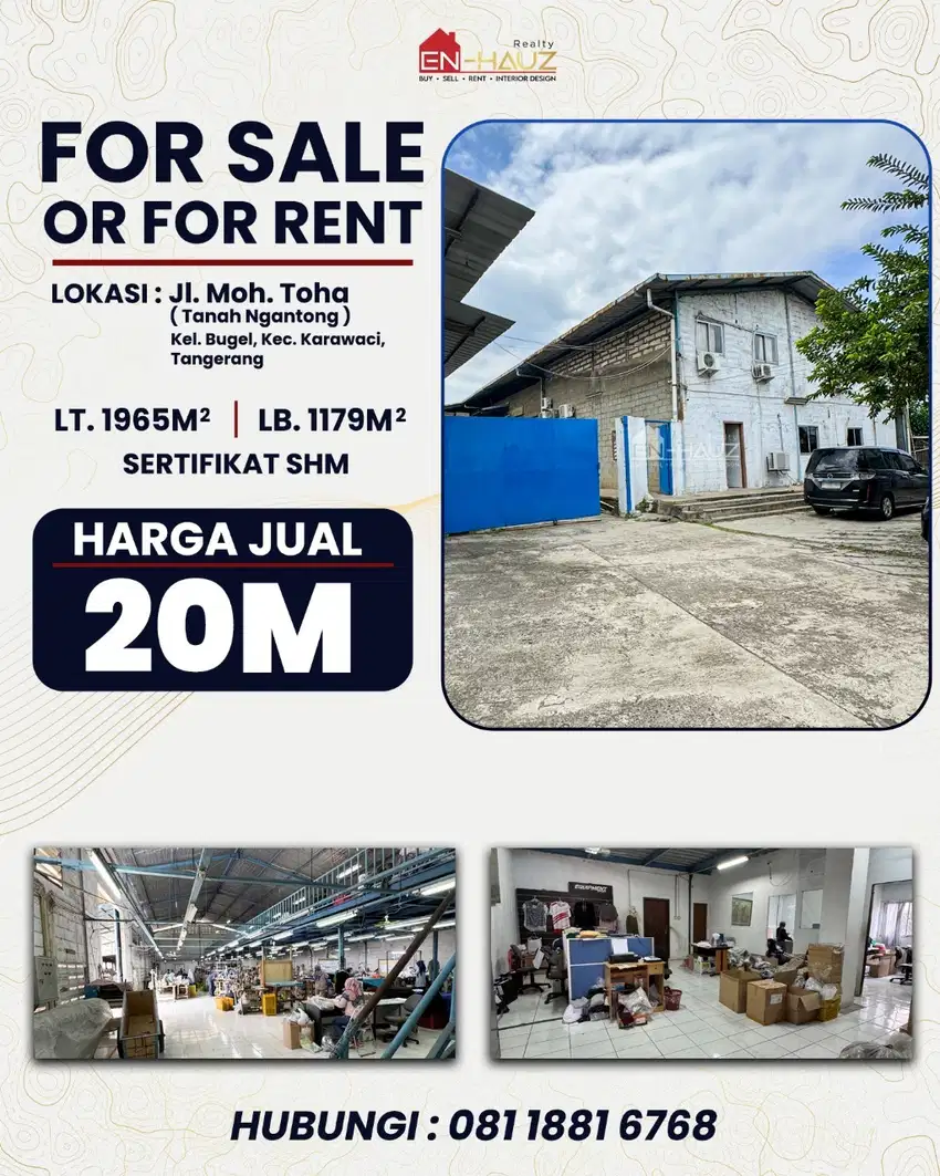 Dijual Pabrik di Jl. Moh. Toha (tanah ngantong)