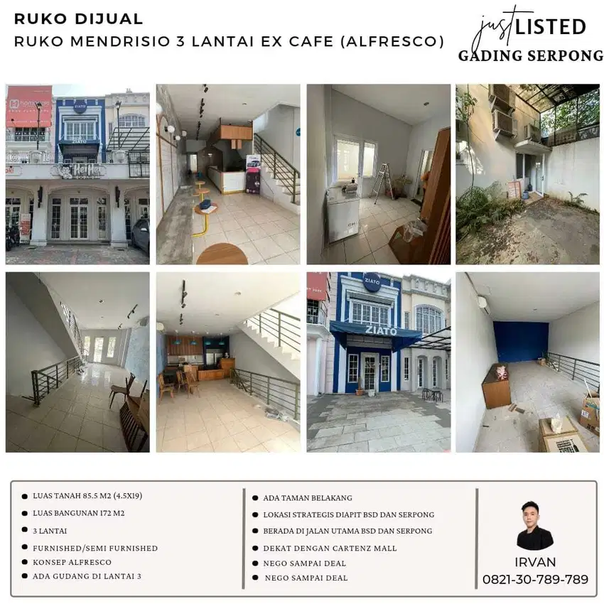 Di JUAL RUKO MENDRISIO ALFRESCO 3 LANTAI DIJUAL EX CAFE