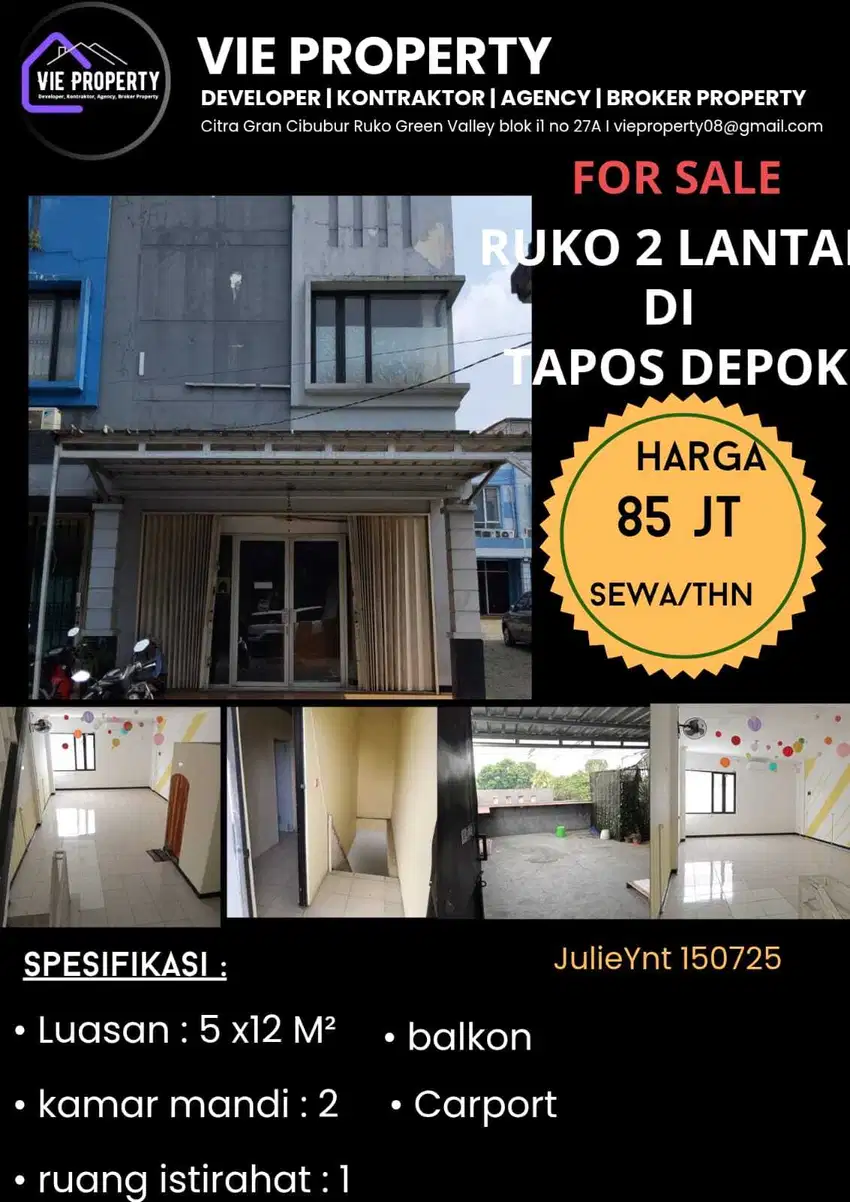 Di Sewakan Ruko Lokasi Sangat Setrategis. Jln Leuwinanggung Cibubur.