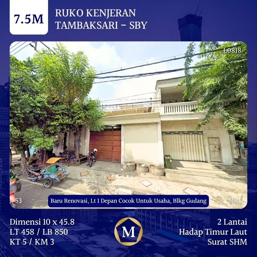 Ruko Gudang Rumah Usaha Raya Kenjeran dkt Kapas Krampung Kedung Cowek
