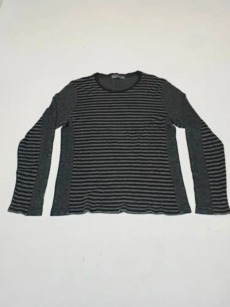 Kaos Pria - Tangan Panjang -  Salur - Abu - Giordano