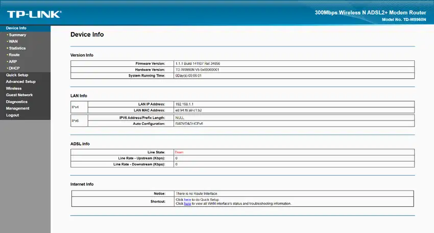 ADSL Router TP-Link TD-W8960N V5