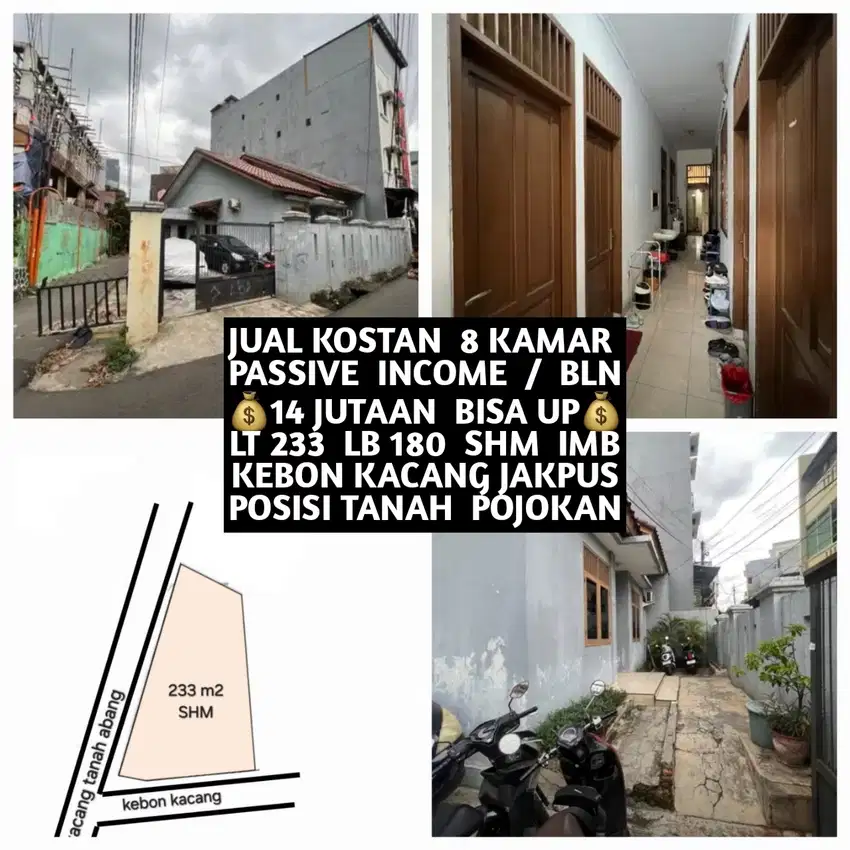 JUAL KOS KOST KOSAN KOSTAN 8 KAMAR DI KEBON KACANG TANAH ABANG JAKPUS