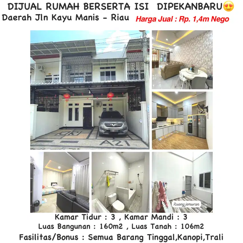 JUAL RUMAH SIAP HUNI JL KAYU MANIS TAMPAN PAYUNG SEKAKI DEKAT JL RIAU