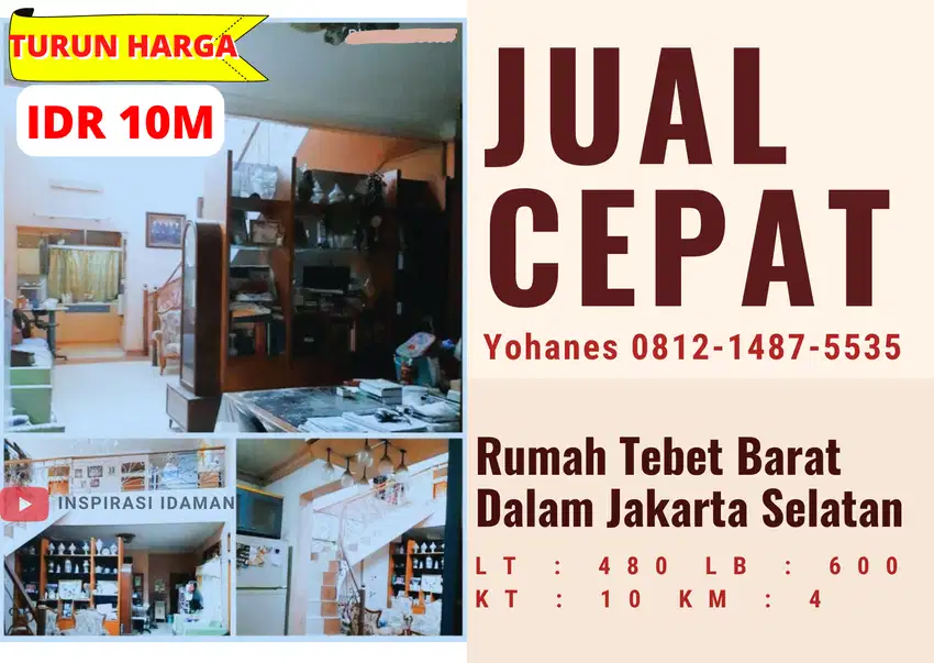 Rumah Tebet Akses jalan 2 Mobil Longgar Jakarta Selatan