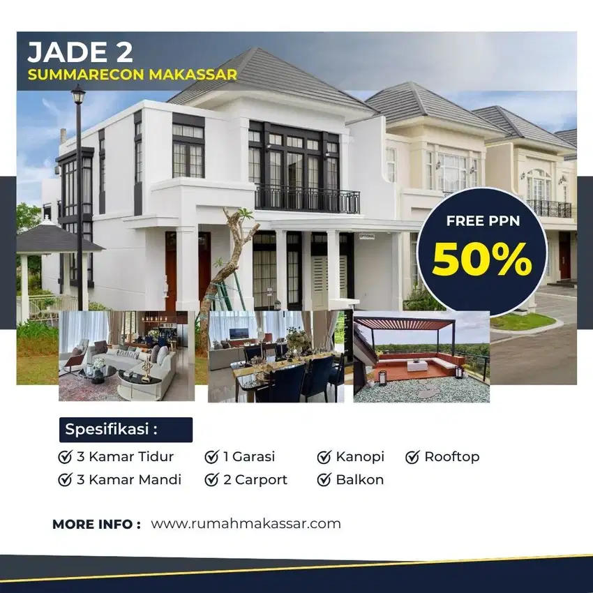 Rumah Ready Siap Huni di Jade Summarecon Makassar Fasilitas Lengkap