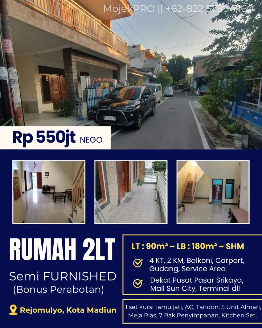 Rumah 2lt Full Bangun di dekat Sun City Kota Madiun