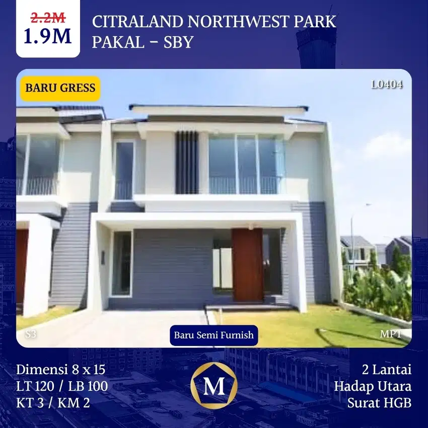 Rumah Murah Citraland Northwest Baru Gres dkt Bukit Palma Pelican Hill