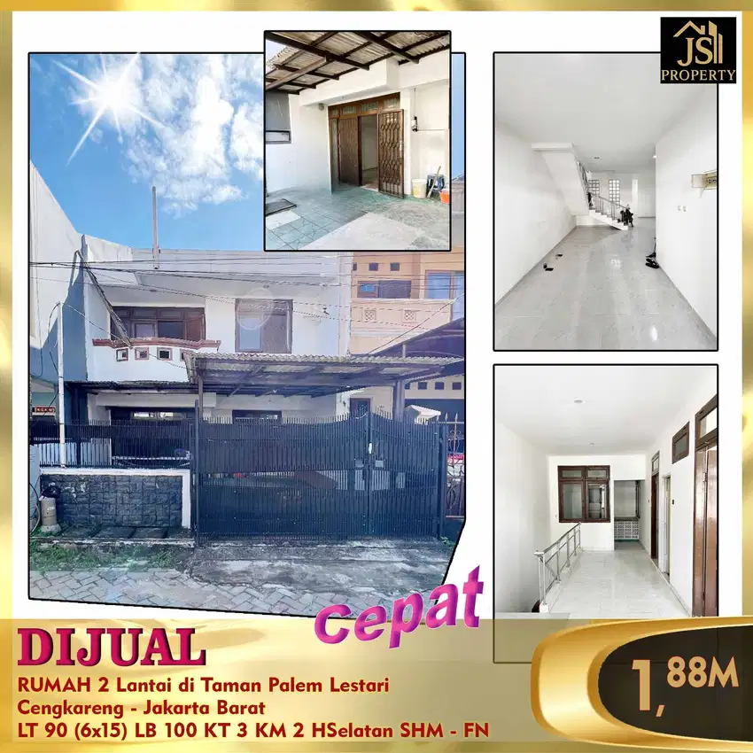 DIJUAL RUMAH 2 Lantai di Taman Palem Lestari Cengkareng JakBar - FN