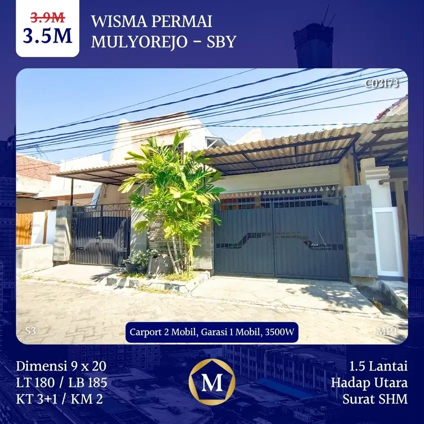 Rumah Wisma Permai dkt ITS Galaxy Mall Dharmahusada Kertajaya Sutorejo