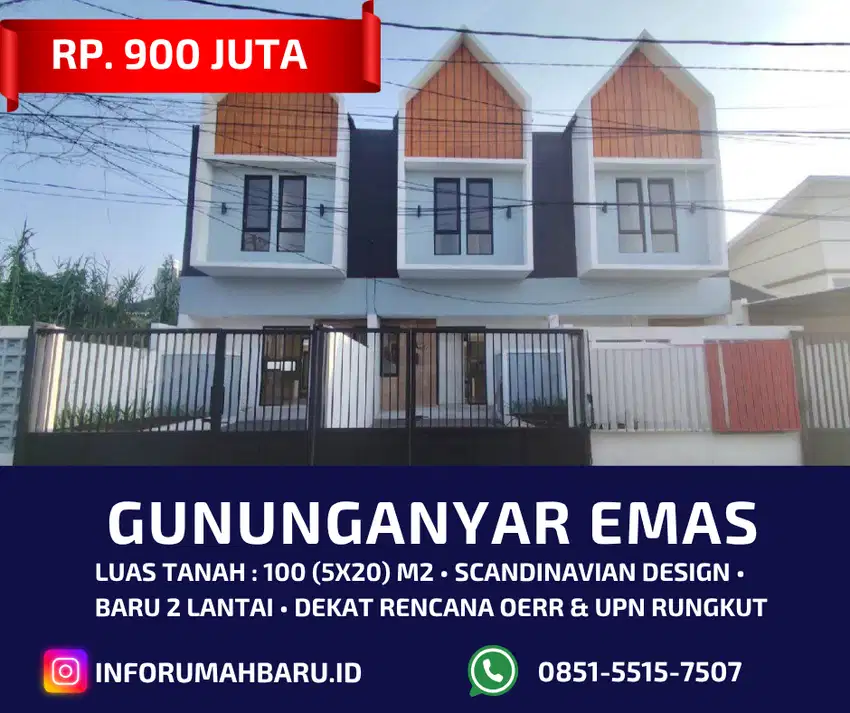 GUNUNGANYAR FREE BIAYA ‼️ Rumah Baru 2 Lantai dekat UPN Rungkut