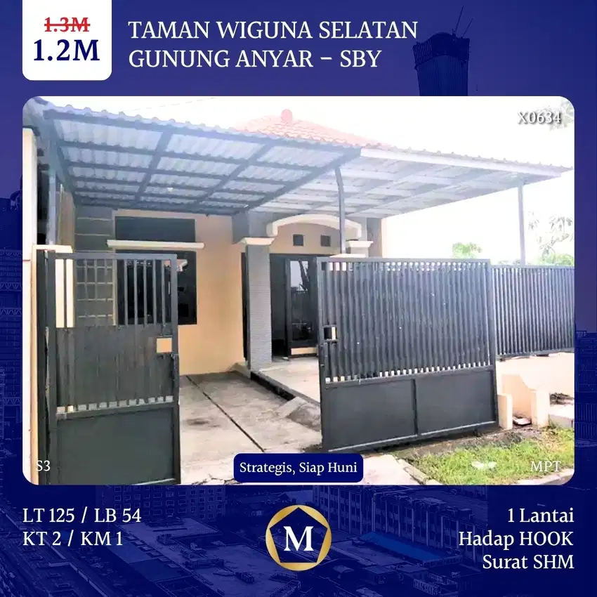 Rumah Taman Wiguna Selatan Gunung Anyar Surabaya Timur dkt Pandugo