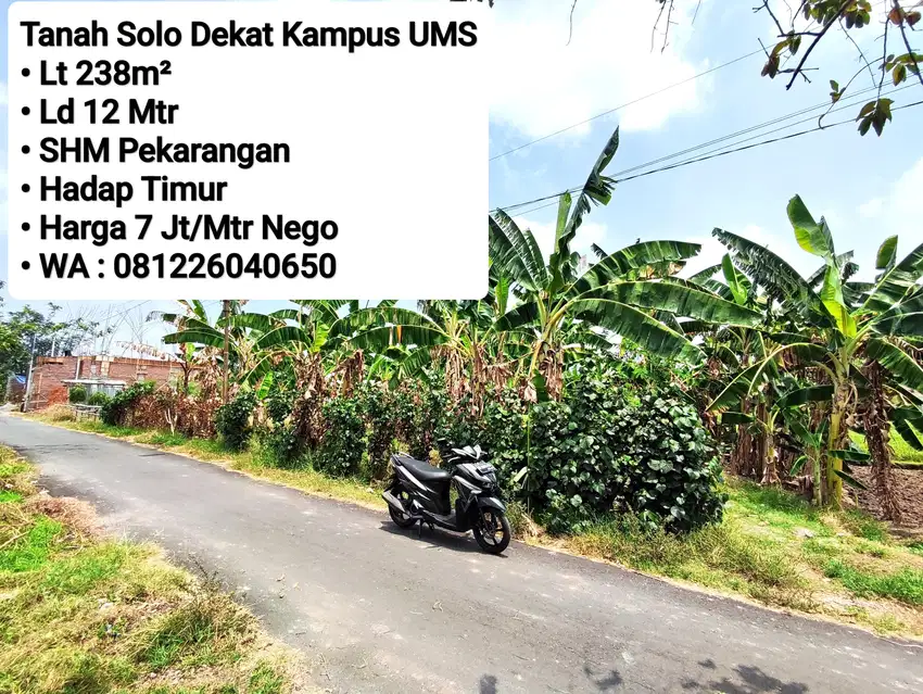 Jual Tanah Siap Bangun Area Dekat jajar Solo Dekat Manahan Masuk Solo