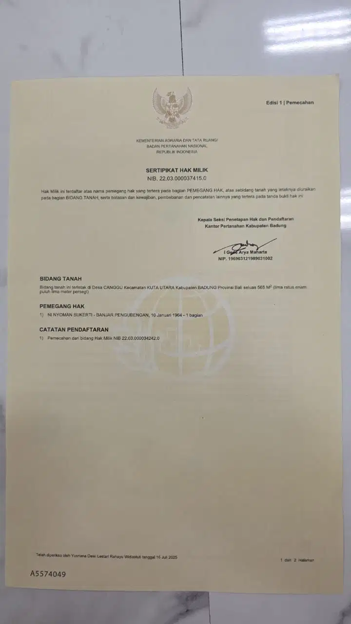 Jual tanah Canggu Kayutulang utara